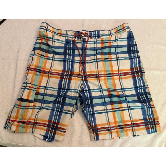 Tommy Bahama Relax Large Swim Trunks Shorts Lined Zip & Tie Pockets 8.5"‎ Plaid - Picture 1 of 7